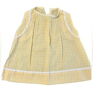 Vintage handmade yellow plaid and embroidered baby girl dress. EUC, no tags